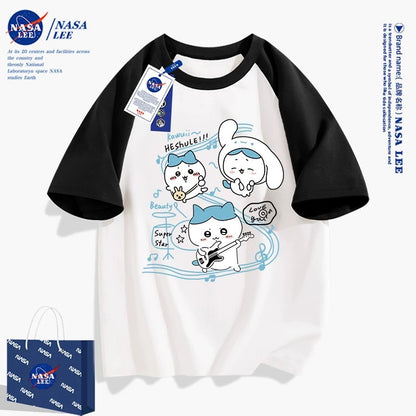 Japanese Cartoon ChiiKawa Casual Style T-Shirt Series | Hachiware Play Music Cinnamoroll Outing - Kawaii Fashion Items