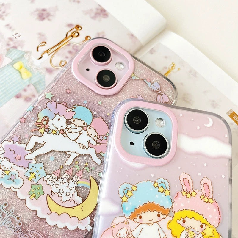 Japanese Cartoon Sanrio Little Twin Star | Cloud Party & Glitter Unicorn - iPhone Case 13 14 15 Pro Promax