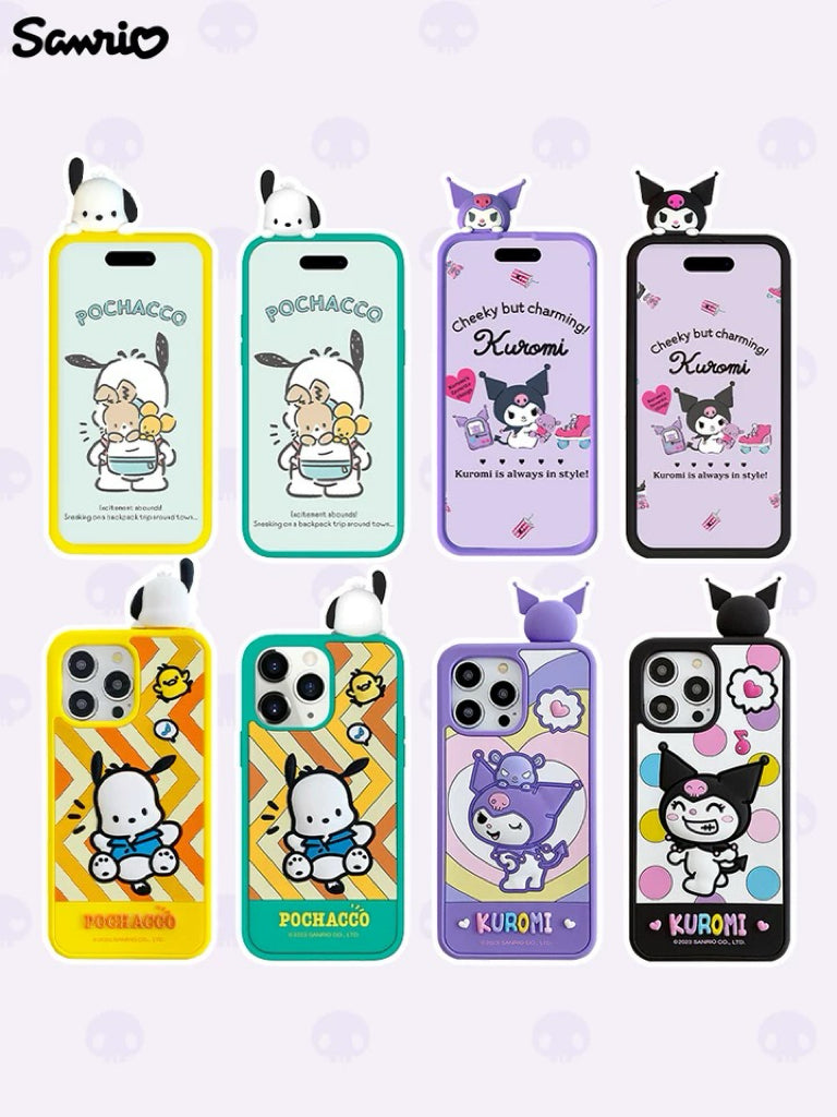 Japanese Cartoon Sanrio Look at you Silicone | Kuromi Pochacco - iPhone Case 13 14 15 Pro Promax