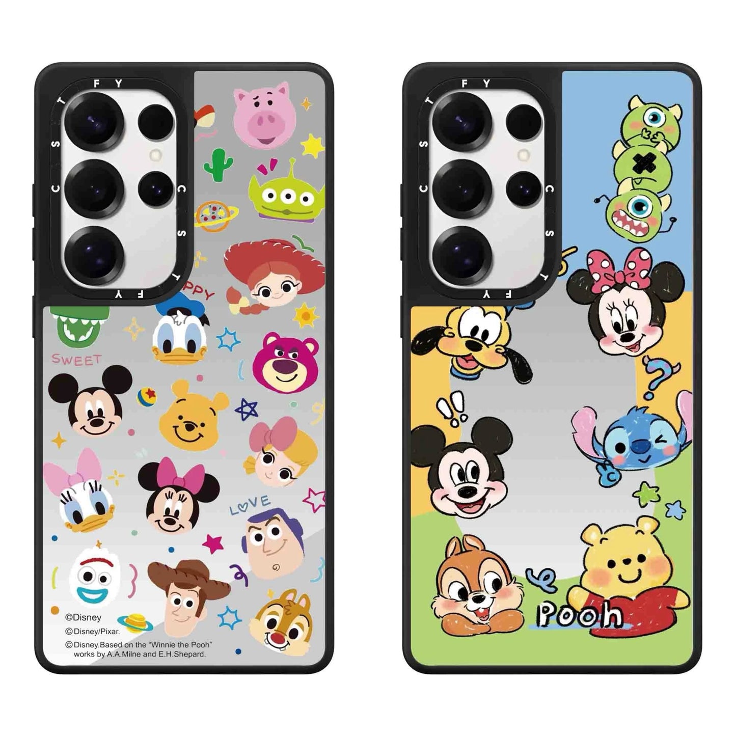 Cute Cartoon | Mirror Case Mickey Minnie Donald Winnie Stitch - Phone Case Samsung Galaxy S25 S24 S23 Ultra