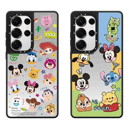 Cute Cartoon | Mirror Case Mickey Minnie Donald Winnie Stitch - Phone Case Samsung Galaxy S25 S24 S23 Ultra