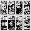 アニメ 鬼滅の刃 和風 白黒線画デザイン | 炭治郎 善逸 義勇 煉獄 禰豆子 伊之助 蜜璃 胡蝶しのぶ - iPhoneケース PLUS SE2 XS XR X 11 12 13 14 15 16 16e 17 17e Pro Promax 12mini 13mini
