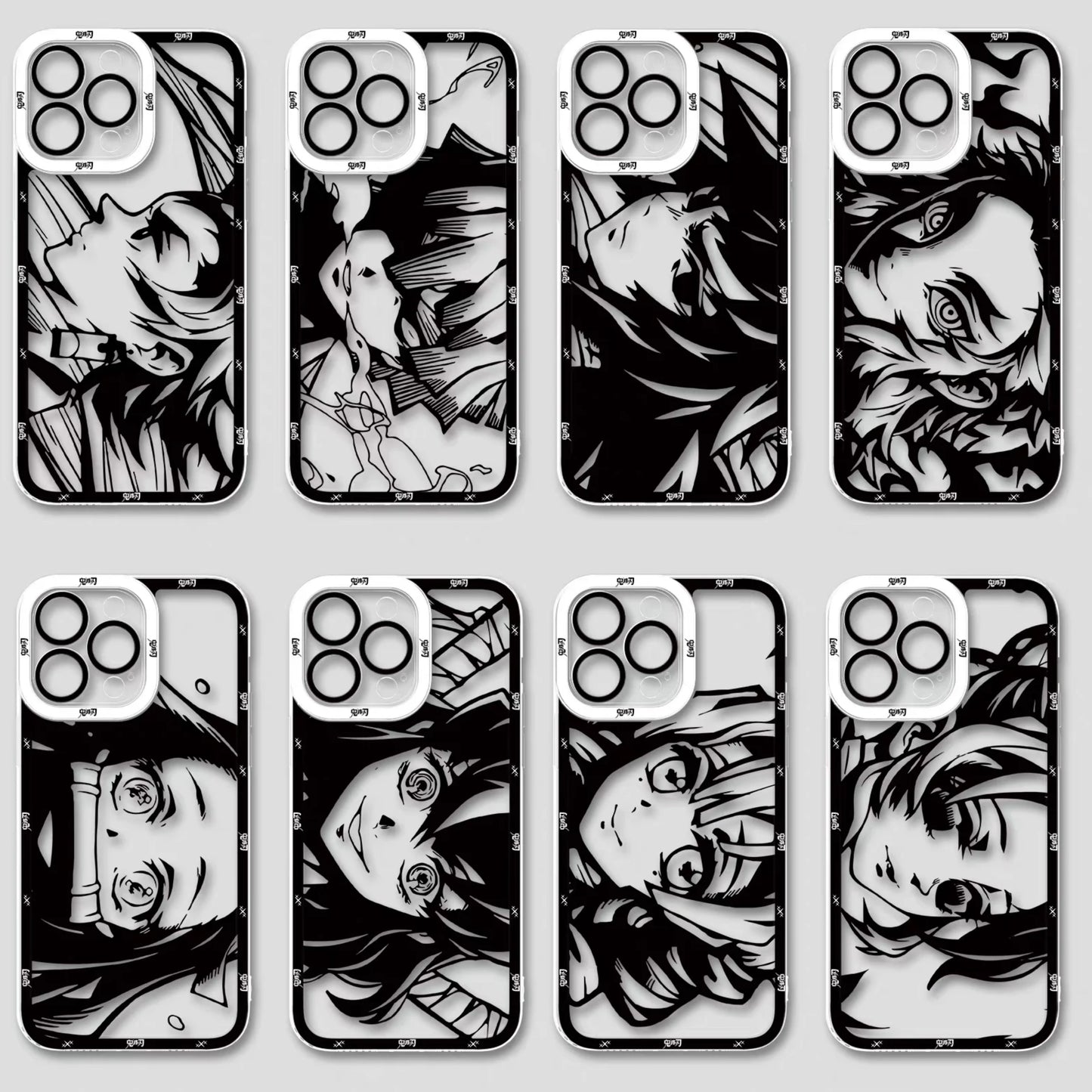 Japanese Anime Kimetsu no Yaiba Demon Slayer White & Black Draft Style | Tanjiro Zenitsu Giyuu Tomioka Rengoku Kyoujurou Nezuko Inosuke Mitsuri Kocho Shinobu -  iPhone Case  PLUS SE2 XS XR X 11 12 13 14 15 16 16e 17 17e Pro Promax 12mini 13mini