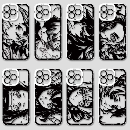 Japanese Anime Kimetsu no Yaiba Demon Slayer White & Black Draft Style | Tanjiro Zenitsu Giyuu Tomioka Rengoku Kyoujurou Nezuko Inosuke Mitsuri Kocho Shinobu -  iPhone Case  PLUS SE2 XS XR X 11 12 13 14 15 16 16e 17 17e Pro Promax 12mini 13mini