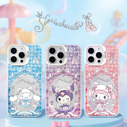 Japanese Cartoon Sanrio Ballet Kitten Laser Case | Hello Kitty My Melody Kuromi Cinnamoroll 4 Styles - iPhone Case 11 12 13 14 15 16 16e 17 17e Pro Promax