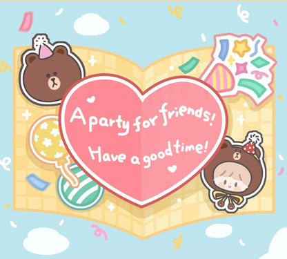 zZoton x Line Friends | Party Brown 33cm Big Joint Plush Doll - Collectable Toys KawaiiGiftLand