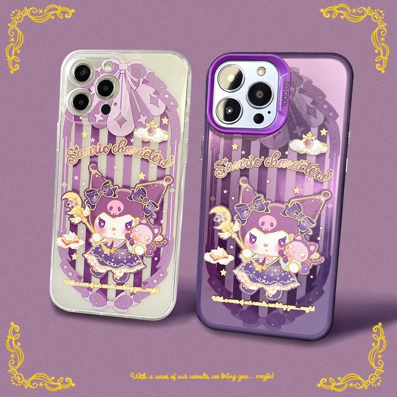 Japanese Cartoon Sanrio Magic School | Kuromi Witch Laser Colour Clear - iPhone Case 11 12 13 14 15 16 Pro Promax