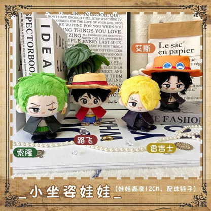 Japanese Anime One Piece Sitting Keychain | Luffy Zoro Sanji Ace Cute Kawaii 12cm Doll - Cute Kawaii Item