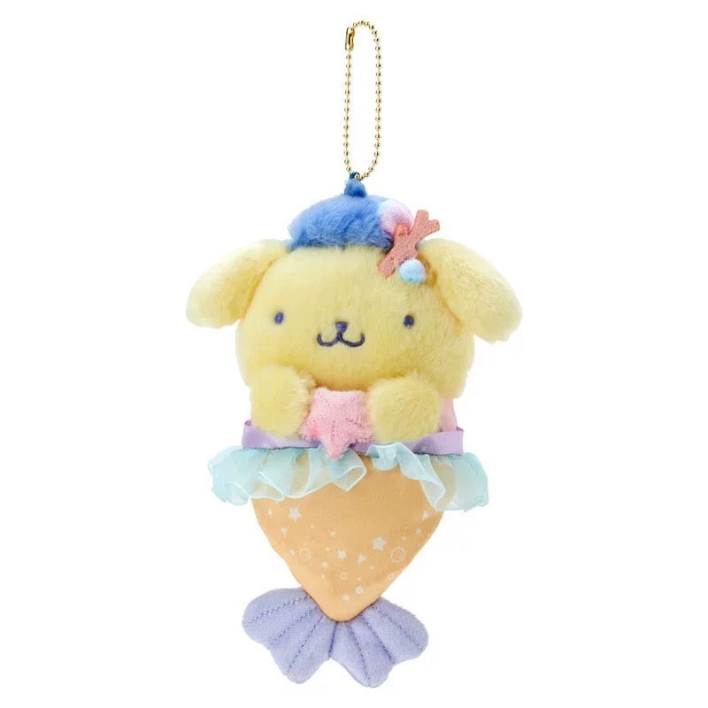 Japan Sanrio Mermaid Keychain | My Melody Kuromi Cinnamoroll Pompompurin Pochacco Tuxedosam - Mini Plush Doll 10cm Keychain