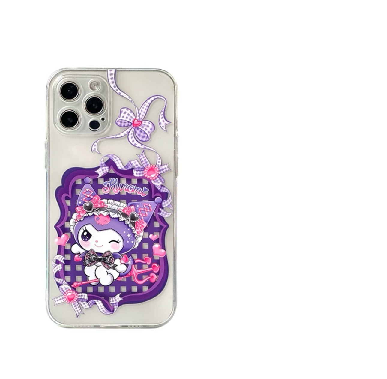 Japanese Cartoon Sanrio Sweet Angel | Kuromi Devil Laser Colour Clear - iPhone Case 11 12 13 14 15 16 Pro Promax