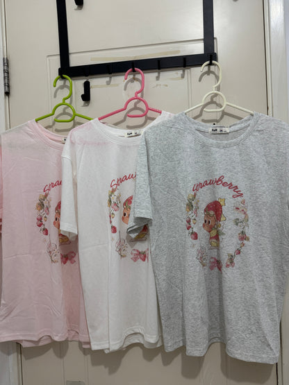 Korean Fashion Cute Cartoon Style T-Shirt Series | Twinkle Twinkle Little Star with Strawberry - Kawaii Fashion Items