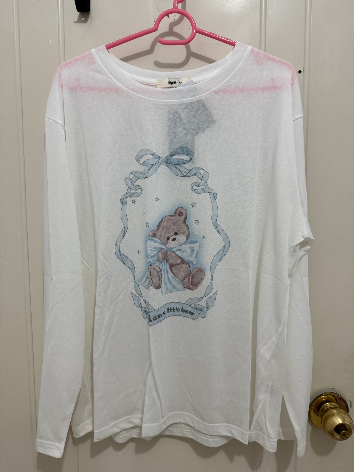Korean Fashion Cute Animal Style Long-sleeved Sun Protection T-Shirt Series | Ribbon Teddy Bear - Kawaii Fashion Items