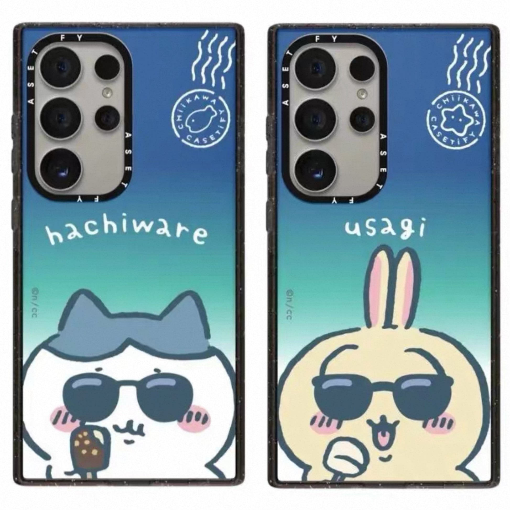 Japanese Cartoon ChiiKawa Acrylic Phone Case | Hachiware Usagi Summer Time Sunglasses - Phone Case Samsung Galaxy S25 S24 S23 Ultra