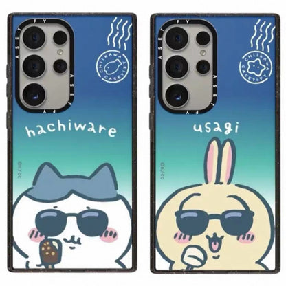 Japanese Cartoon ChiiKawa Acrylic Phone Case | Hachiware Usagi Summer Time Sunglasses - Phone Case Samsung Galaxy S25 S24 S23 Ultra