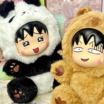 Chibi Maruko Chan Fluffy Animal Part 1 Series Vinyl Plush Doll | Fawn Bunny Panda Tiger Capybara Bear - Vinyl Face Plush Doll Figure Keychain Collectable Toys Mystery Blind Box KawaiiGiftLand