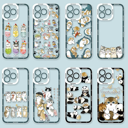 Japanese Cartoon Mofusand | Sanrio Soft Drinks Shark Traveling Panda 8 Styles - iPhone Case PLUS SE2 XS XR X 11 12 13 14 15 16 16e 17 17e Pro Promax 12mini 13mini