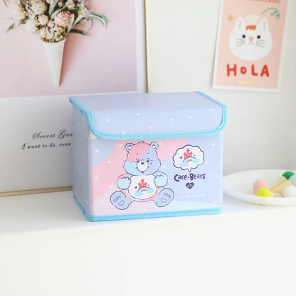 Colourful Bear Storage Box with Cover | Rainbow Cloudy Moon Licky Flowers Pink Blue Purple Green- Bedroom Girl Gift