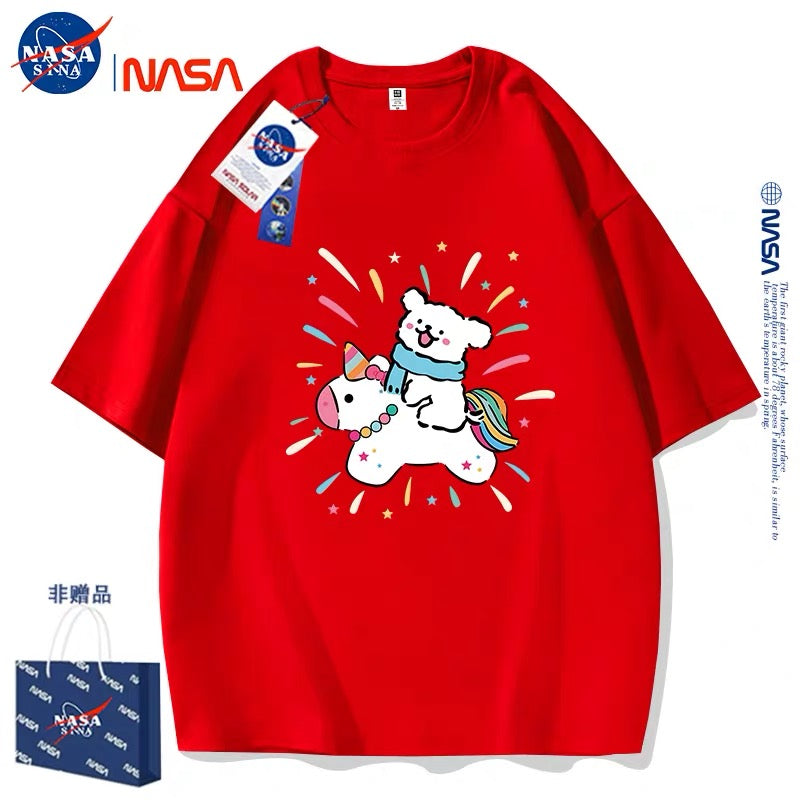 Cute Cartoon Doggie Maltese Puppy Style T-Shirt Series | Ride on Unicorn Part1 - Kawaii Fashion Items for Child & Adult Matching outfits for Parents and Children