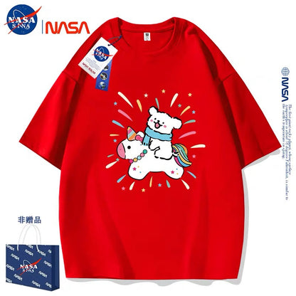 Cute Cartoon Doggie Maltese Puppy Style T-Shirt Series | Ride on Unicorn Part1 - Kawaii Fashion Items for Child & Adult Matching outfits for Parents and Children