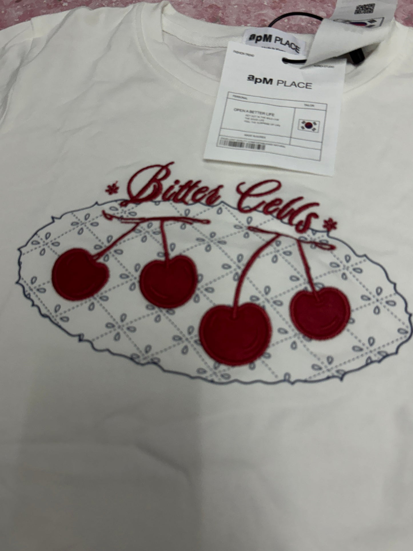 Korean Fashion Cute Fruits Style T-Shirt Series | Korea Girl Style Slim Cut Embroidery Cherry - Kawaii Fashion Items