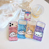 Japanese Cartoon ChiiKawa Laying with Lace Ribbon Laser Case | Chiikawa Hachiware Usagi Momonga - iPhone Case Plus SE2 11 12 13 14 15 16 16e 17 17e Pro Promax 12mini 13mini