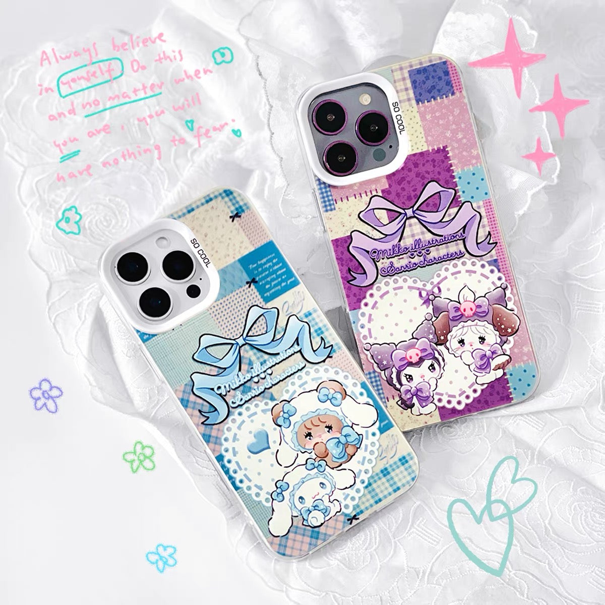 Japanese Cartoon Sanrio X Mikko Laser Case | Hello Kitty My Melody Kuromi Cinnamoroll 4 Styles - iPhone Case 11 12 13 14 15 16 16e 17 17e Pro Promax