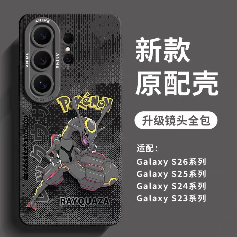 Japanese Cartoon Pokemon Silicone Case Digital Background Version | Arceus Rayquaza Groudon Scizor Kyogre Blastoise Venusaur - Phone Case Samsung Galaxy S26 S25 S24 S23 FE Ultra Edge