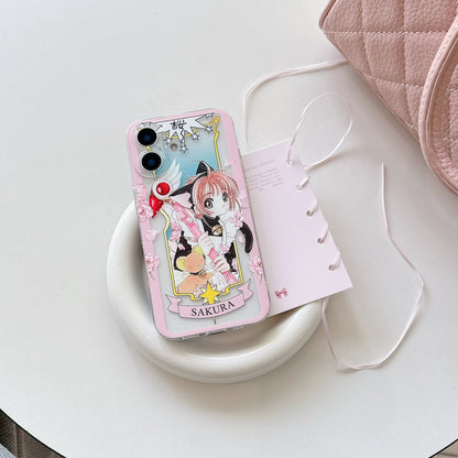 Cardcaptor Sakura Card Version Part 5 | Black & White Cat Sakura - Phone Case Samsung Galaxy Z Flip Fold 3 4 5 6 7