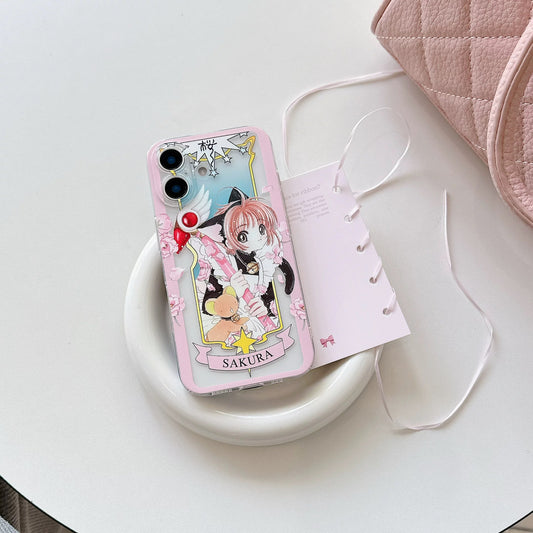 Cardcaptor Sakura Card Version Part 5 | Black & White Cat Sakura - iPhone Case PLUS SE2 XS XR X 11 12 13 14 15 16 16e 17 17e Pro Promax 12mini 13mini