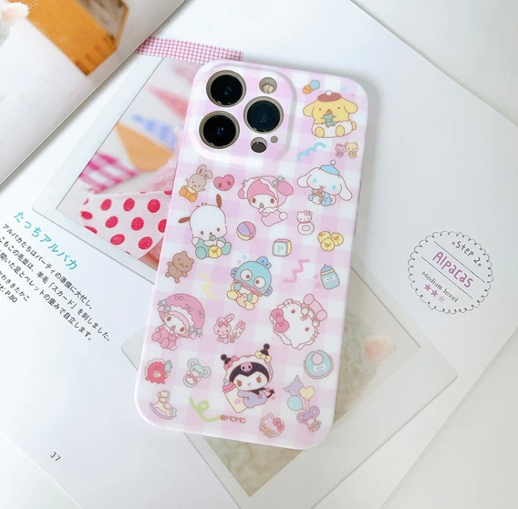Japanese Cartoon Sweet Cute Baby Style | Kuromi Cinnamoroll Hangyodon - Colour Matt iPhone Case 14 13 Pro Promax