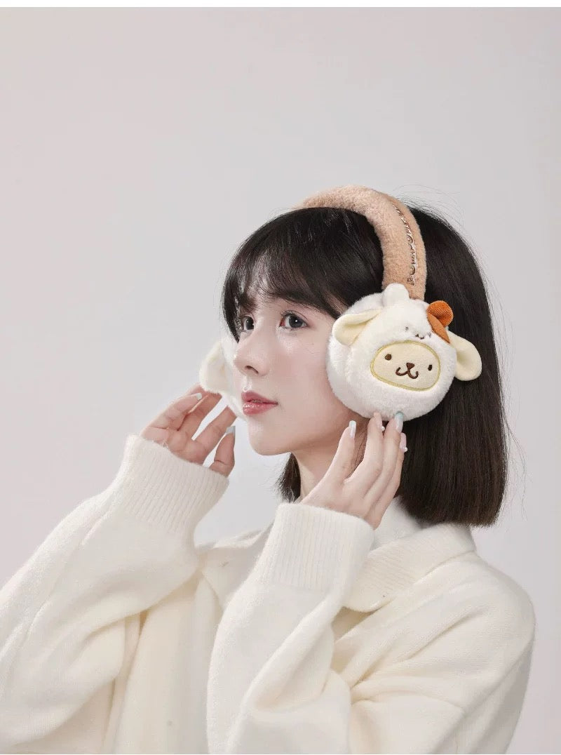 Sanrio Fluffy Earmuffs with Animals friends | My Melody Kuromi Cinnamoroll Pompompurin Pochacco - Headband and Hair Winter Accessory Outfits