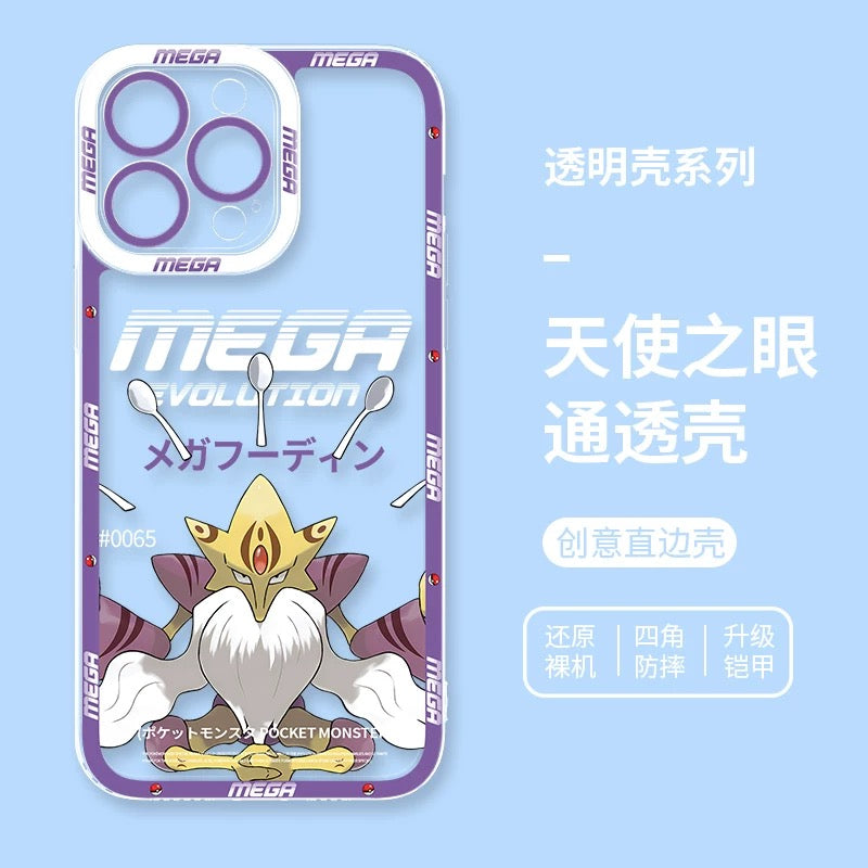 Japan Cartoon Pokemon Mega Evolution | Alakazam - iPhone Case 6 7 8 PLUS SE2 XS XR X 11 12 13 14 15 16 16e Pro Promax 12mini 13mini