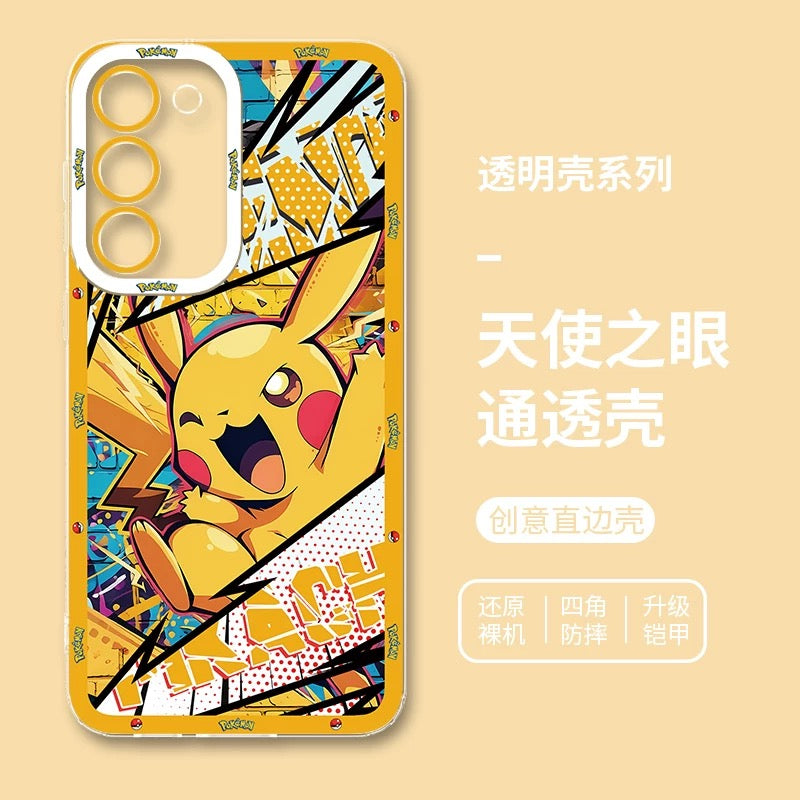 Japan Cartoon Pokemon Postal Street Style | Pikachu Gengar Squirtle Psyduck Mimikyu Bulbasaur Charmander Eevee - Phone Case Samsung Galaxy S26 S25 S24 S23 S22 S21 FE Ultra Edge