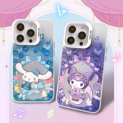 Japanese Cartoon Sanrio Piano Melody Laser Case | Hello Kitty My Melody Kuromi Cinnamoroll Pompompurin Hangyodon 6 Styles - Phone Case Samsung Galaxy S26 S25 S24 S23 S22 S21 FE Ultra Edge
