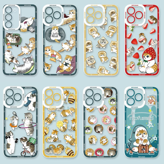 Japanese Cartoon Mofusand | Daily Working Bread Strawberry Bee Sporty Donuts Mofusand 8 Styles- Phone Case Samsung Galaxy S26 S25 S24 S23 S22 S21 FE Ultra Edge