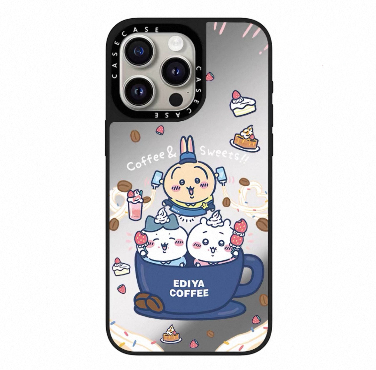 Japanese Cartoon ChiiKawa Transparent Black Frame & Mirror Phone Case | Cafe & Group 8 Styles ChiiKawa Hachiware Usagi - iPhone Case 12 13 14 15 16 17 Pro Promax