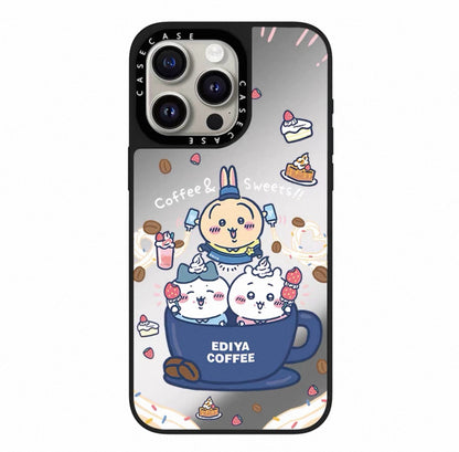 Japanese Cartoon ChiiKawa Transparent Black Frame & Mirror Phone Case | Cafe & Group 8 Styles ChiiKawa Hachiware Usagi - iPhone Case 12 13 14 15 16 17 Pro Promax