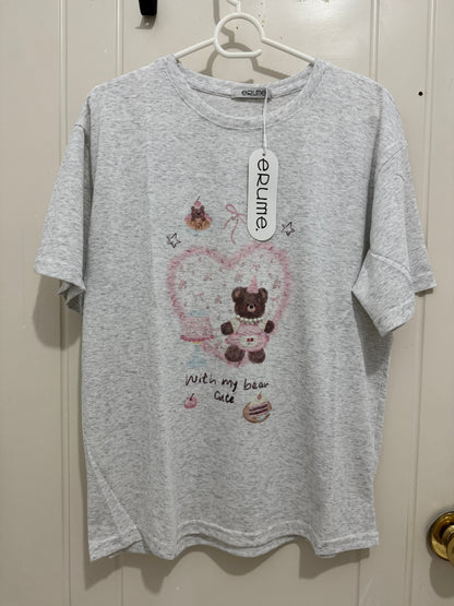 Korean Fashion Cute Animals Style T-Shirt Series | Party Teddy Bear with Pearl - Kawaii Fashion Items