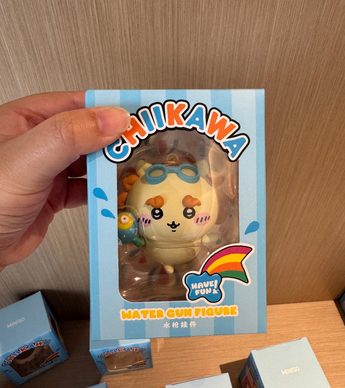 ChiiKawa X Miniso Hot Summer Series | ChiiKawa Hachiware Usagi Momonga Kurimanju Rakko Shisa Playing Water Gun Cute Plastic Doll Keychain - Kawaii Items Room Decoration Doll