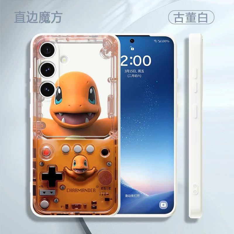 Japan Cartoon Pokemon Fun 3D Print Game Console Version Colour Silicon Case | Pikachu Bulbasaur Squirtle Charmander Psyduck Jigglypuff Eevee Gengar - Phone Case Samsung Galaxy S26 S25 S24 S23 S22 S21 FE Ultra Edge