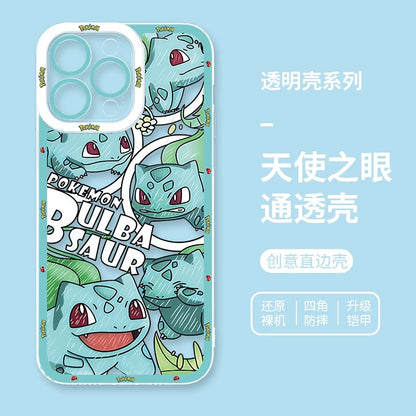 Japan Cartoon Pokemon All Drawing Version | Pikachu Gengar Squirtle Snoriax Psyduck Bulbasaur - iPhone Case PLUS SE2 XS XR X 11 12 13 14 15 16 16e 17 17e Pro Promax 12mini 13mini