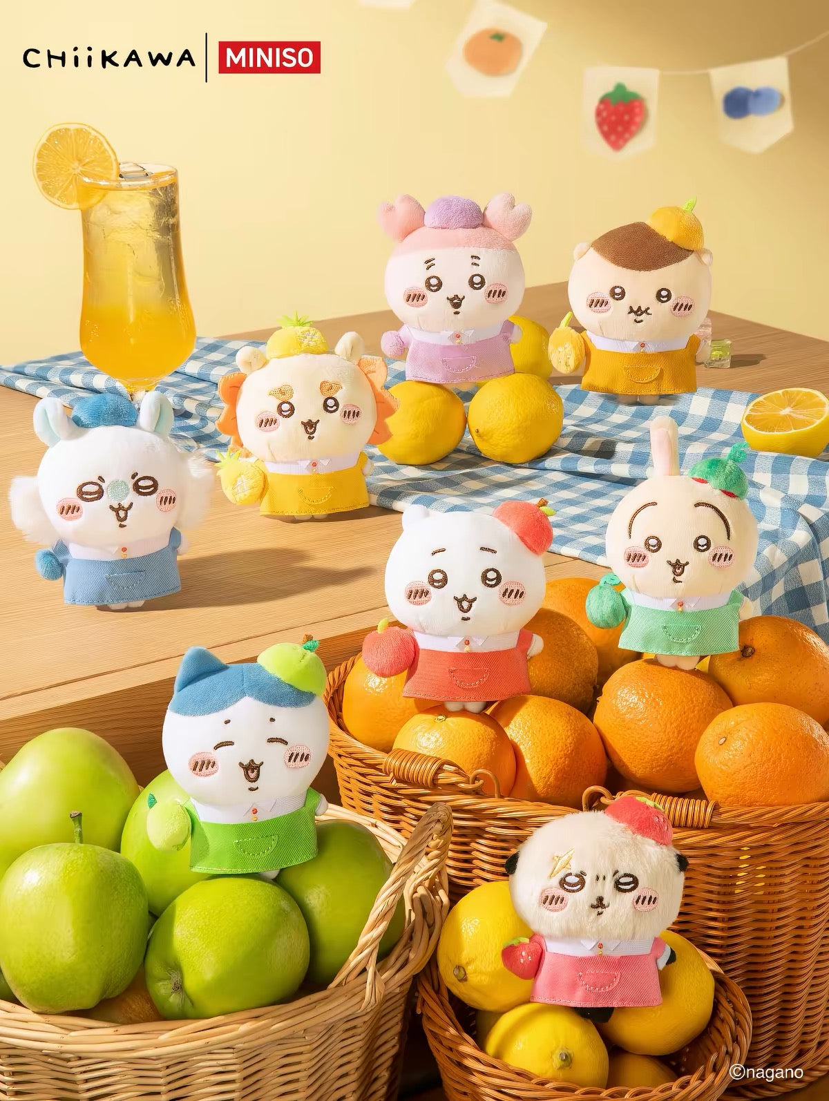 ChiiKawa X Miniso Fruit Market Series Fruit Market Shopkeeper Plush Doll Keychain | ChiiKawa Hachiware Usagi Momonga Kurimanju Rakko Shisa Crab - Kawaii Items Room Decoration doll