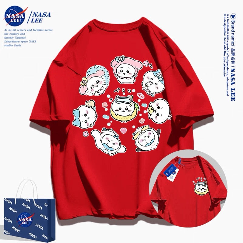 Japanese Cartoon ChiiKawa Casual Style T-Shirt Series | Sanrio Chiikawa Hachiware Momonga - Kawaii Fashion Items