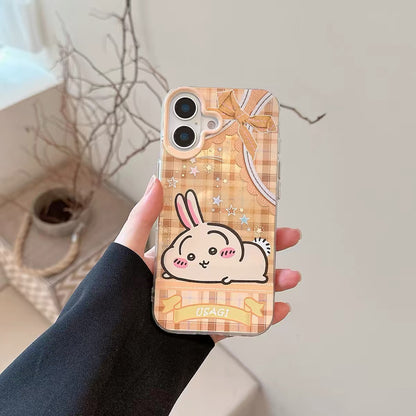Japanese Cartoon ChiiKawa Go Round Laser Case | Merry Go Round with Chiikawa Hachiware Usagi - iPhone Case Plus SE2 11 12 13 14 15 16 16e 17 17e Pro Promax 12mini 13mini (副本)
