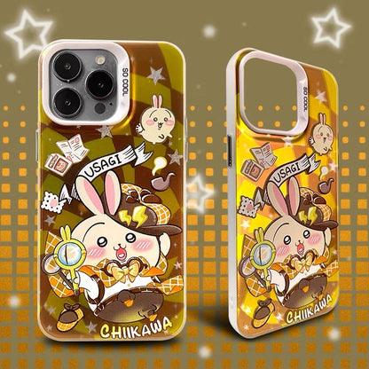 Japanese Cartoon ChiiKawa Detective Laser Case | ChiiKawa Hachiware Usagi Momonga - iPhone Case 11 12 13 14 15 16 16e 17 17e Pro Promax