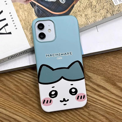 Japanese Cartoon Chiikawa | ChiiKawa Hachiware Usagi Happy Pastel Hard Case - iPhone Case 11 12 13 14 15 16 17 ProMax Pro Plus
