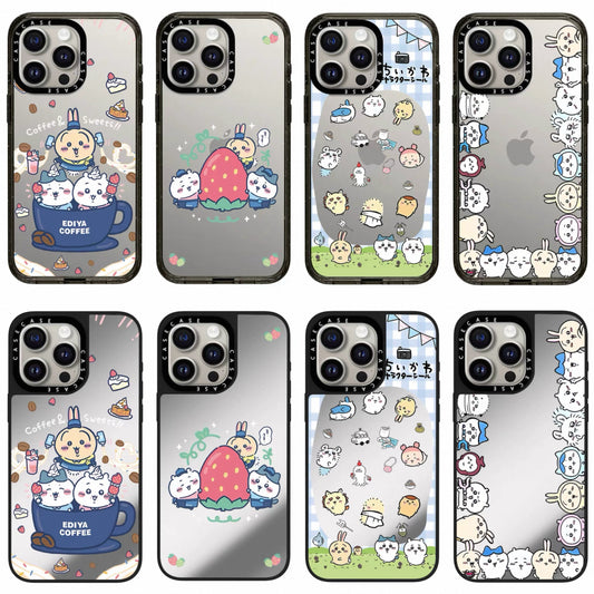 Japanese Cartoon ChiiKawa Transparent Black Frame & Mirror Phone Case | Cafe & Group 8 Styles ChiiKawa Hachiware Usagi - iPhone Case 12 13 14 15 16 17 Pro Promax