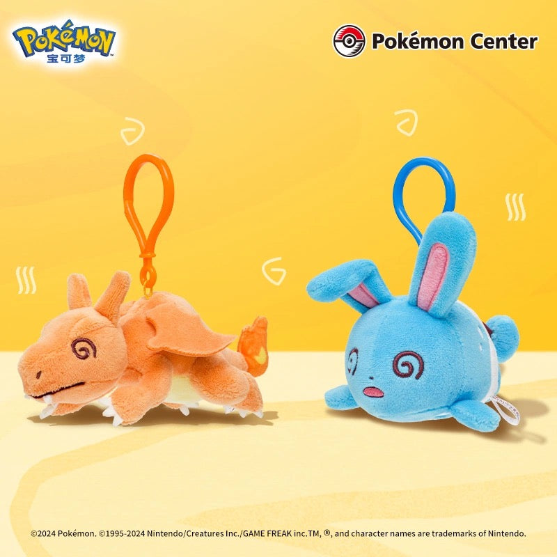 Japan Cartoon Pokemon Center Exhausted Version Keychain | Charizard Azumarill Spiritomb Garchomp Meowscarada Fruit- Mascot Mini Plush Doll