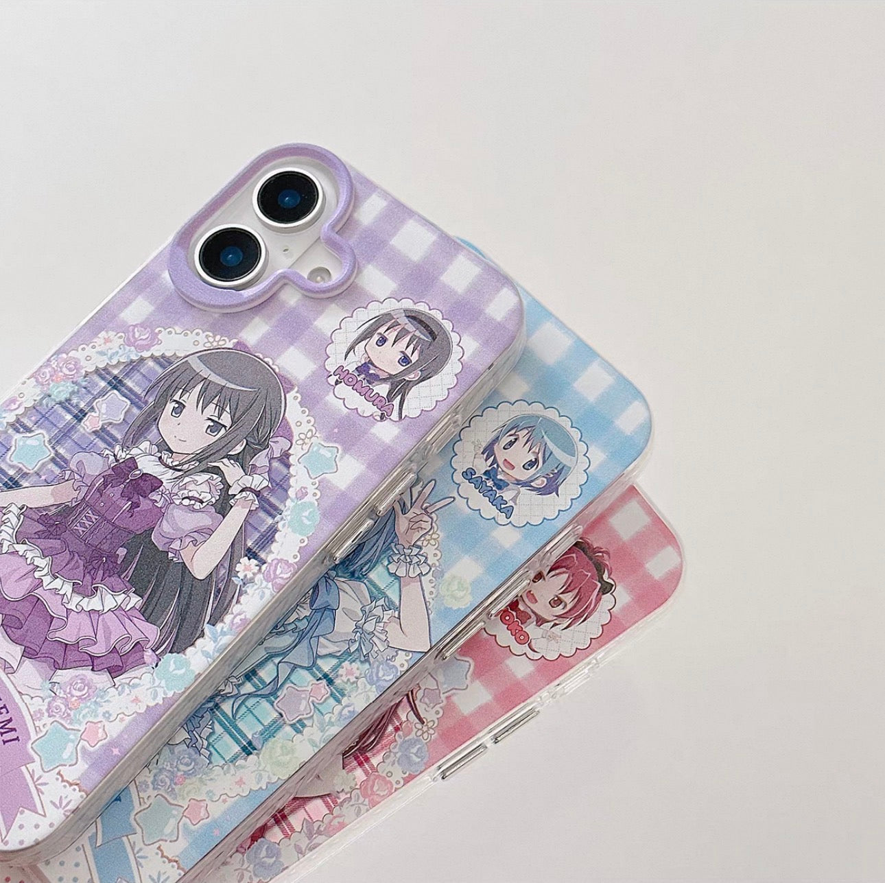 Japanese Cartoon Puella Magi Madoka Magica Laser Case Lolita Dress Version | Madoka Miki Tomoe Sakura Akemi - iPhone Case PLUS SE2 11 12 13 14 15 16 16e 17 17e Pro Promax 12mini 13mini