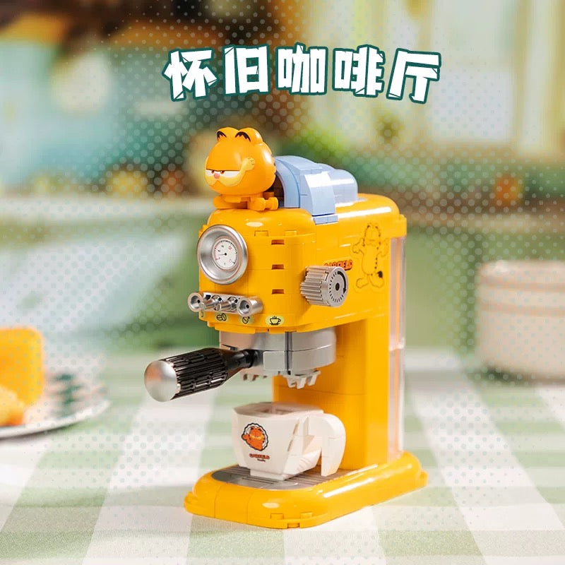 Pan Tasy x Garfield Family | Vintage Coffee Machine - Lovely Cat Exotic Shorthair Building Blocks Toy Collections 